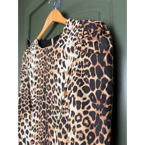 NWT Tuckernuck x India Hicks Leopard Domino Mini Party Dress Brown Black Medium - Picture 2 of 8